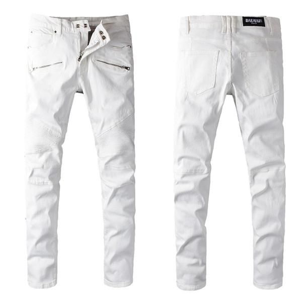 

european and american men's summer jeans men's distressed ripped cavalier jeans slim locomotive cavalier denim fashion hip-hop men, Blue