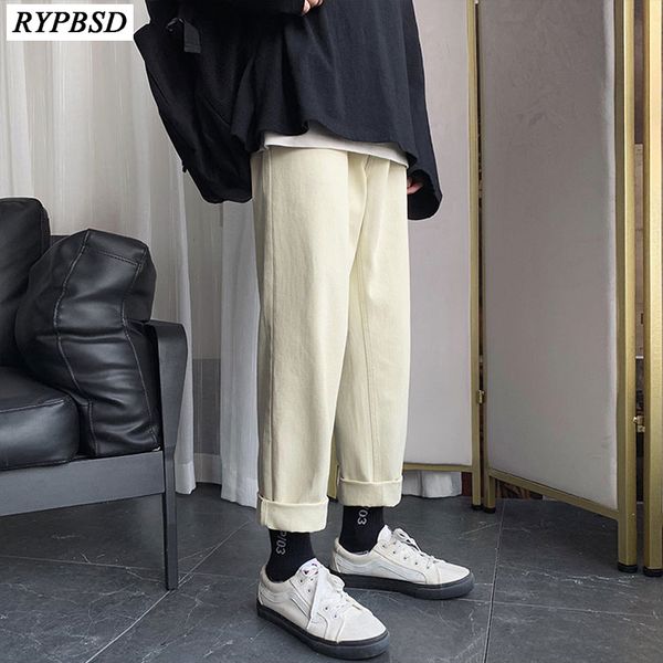 

2020 spring straight pants men solid color fashion casual loose zipper jean pants men trousers denim -xxl, Blue
