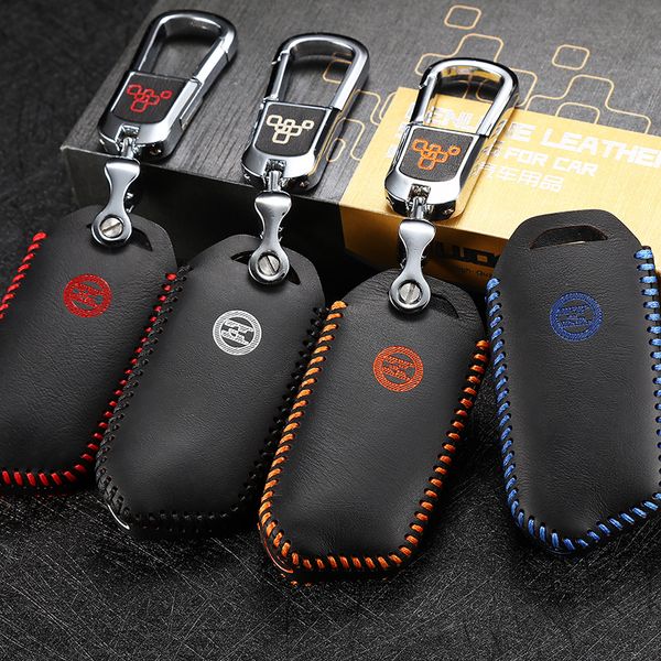 

leather key cover for kia stinger 2017 2018 car key bag/case wallet holder 3/4 button key2y