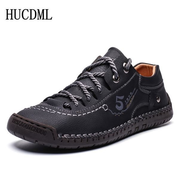 

men leather casual shoes outdoor sport shoes non-slip walking sneakers big size 48 zapatos de hombre support dropshipping, Black