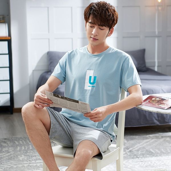 

6sjwi pajamas men's summer modier cotton short-sleeved cropped home pants and trousers clothing pants clothes men's summer thin su, Black;brown