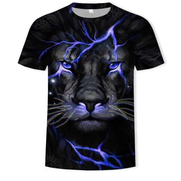 

mens3d printing lion short sleeve casual t-shirt wear, White;black