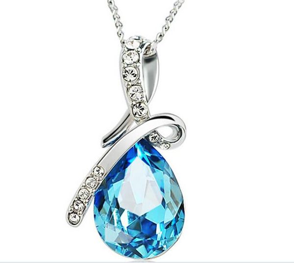 

Newest Austria Crystal Necklaces Jewelry Fashion Women Crystal Pendant necklace Jewelry Fit 925 Silver Alloy Necklace Pendant Mix Color Free