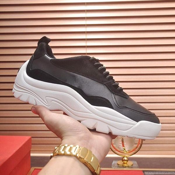 

new arrival gumboy calfskin sneaker mens shoes autumn and winter vintage footwears breathable lace -up fashion luxury men casual shoes, Black