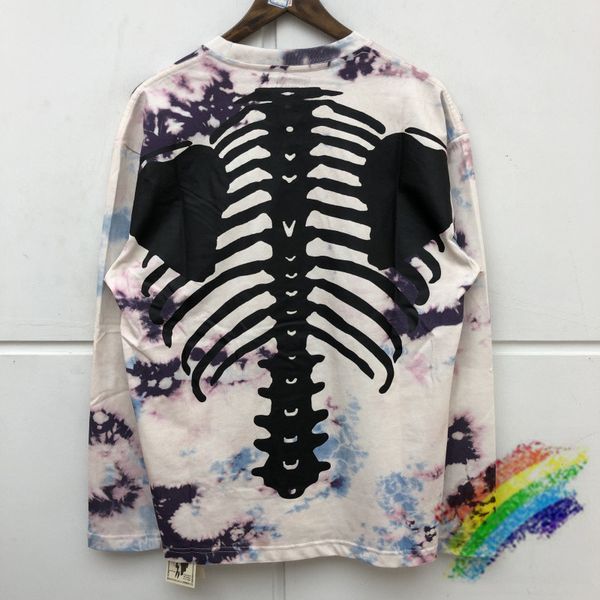 

long sleeve tie dye big t shirt men women loose embroidered t-shirt tees, White;black