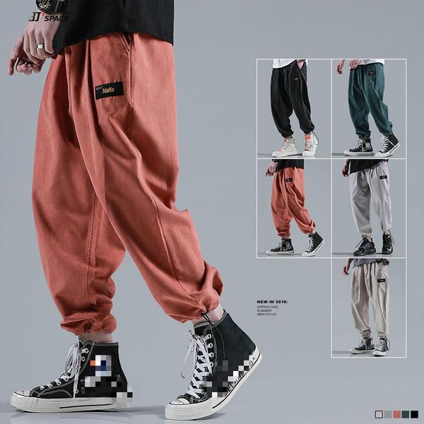 

januarysnow brand designer quality men's loose beam ankle pants harem pants fashion casual pencil pants xl sweatpants, Black