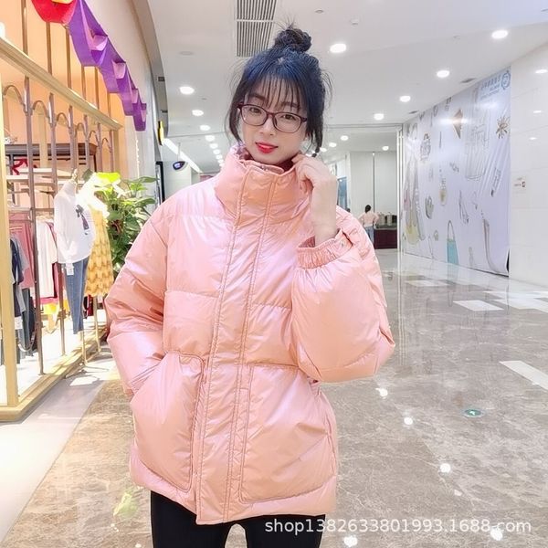 

winter down jacket 2020 new european fashion short slim fit fashion bright korean loose internet celebrity down jacket for women, Black