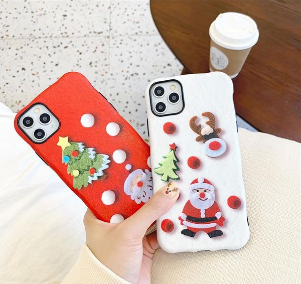 

plush winter christmas tpu phone cases for iphone11 pro xs max 8 7 6s plus glossy cover