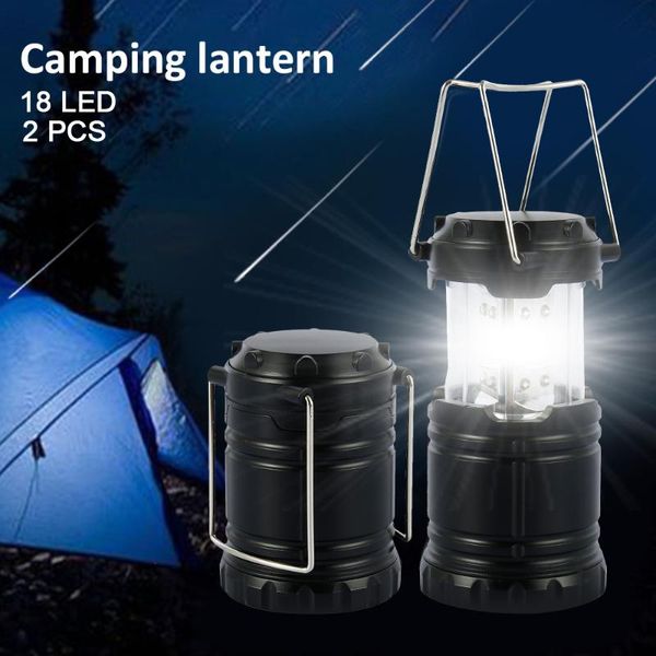 

2pcs portable tent lamp outdoor waterproof camping light lantern retractable emergency lighting power by 3* battery