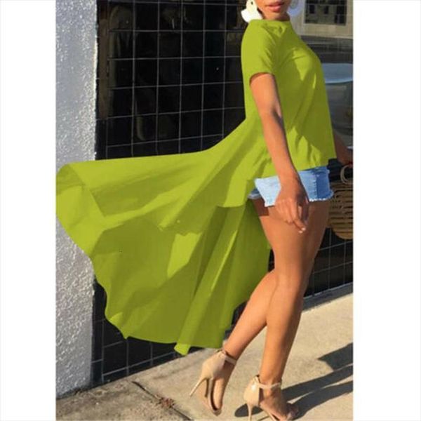 

womens clothing new womens casual polyester loose short sleeve tunic long tail shirt blouse plus size, White