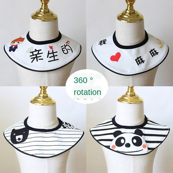 

ins new north european style collar pure cotton 360 degree rotating double saliva towel bib press button baby bib baby saliva towel