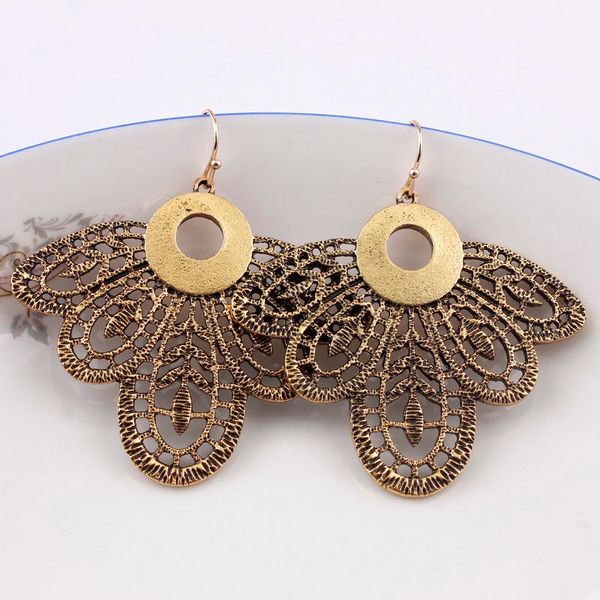 

anti gold plated hollow butterfly cicada metallic classic dangle drop earrings for women zinc alloy metal filligree earrings, Silver
