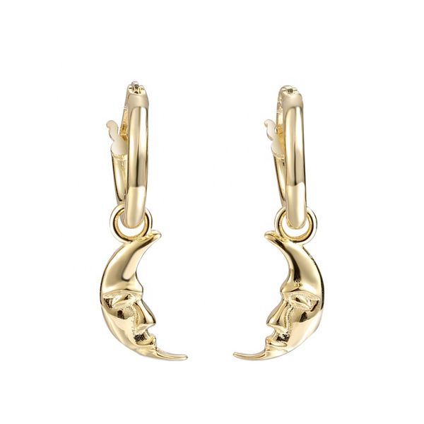 

2020 hoop earrings 925 sterling silver dangle moon hoop earrings 18k gold for women, Golden