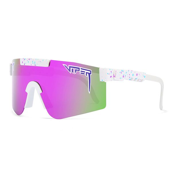 

fashion classic brand mirrored green lens pit viper sunglasses polarized men sport goggle tr90 frame uv400 protection with case, White;black