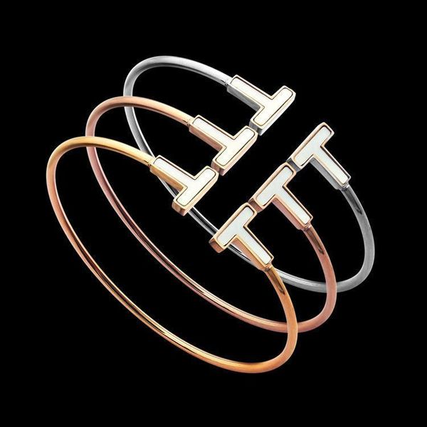 

2020 designer double t shell bracelet t letter women simple smile shell bendable opening bracelet, Black