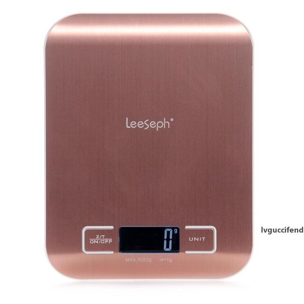 

kitchen scale multifunction digital food scale, 11 lb 5 kg, stainless steel platform with lcd display (rose gold/silver) t200326