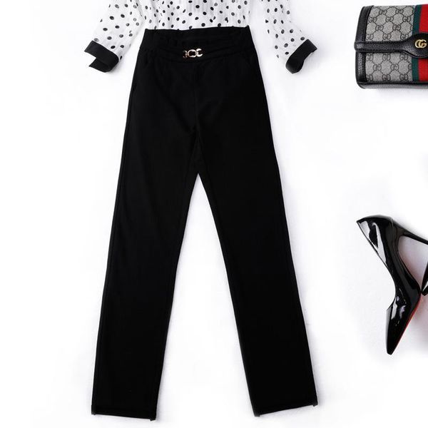 

2020 xia ladies nine part elastic force soft comfortable chimney pants black thin woman, Black;white