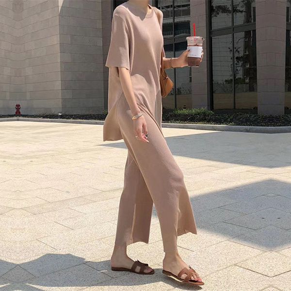 

fashion suits temperament two piece casual set women long pullovers and wide-leg pants