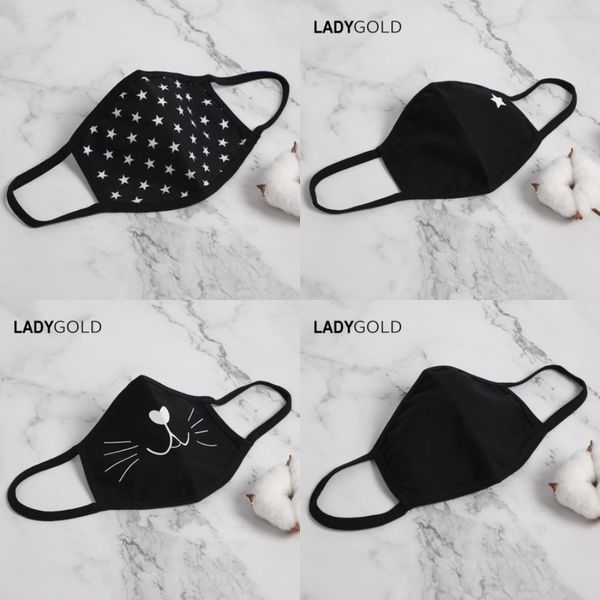 

cild disposable cartoon boys girls non-woven mout mask anti pollution breatable print fa masks for fast#653, Black