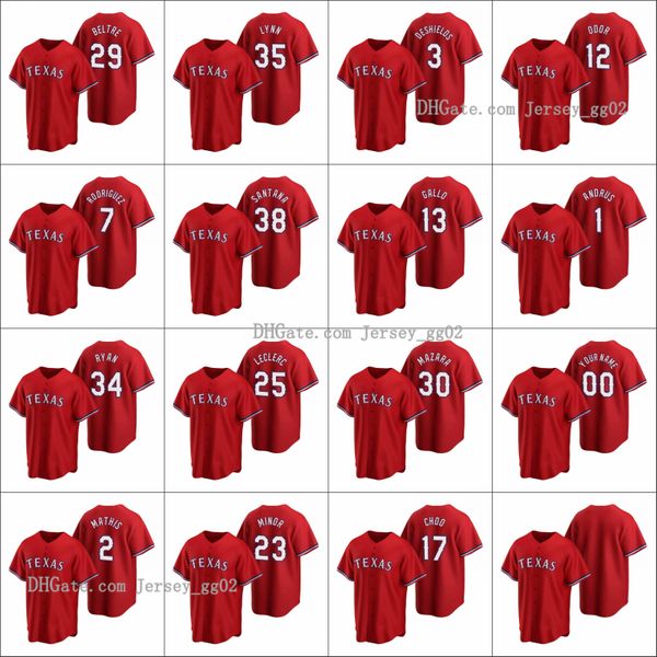 

texas rangers #12 rougned odor 34 nolan ryan 29 adrian beltre men women youth custom red 2020 replica alternate jersey, Black
