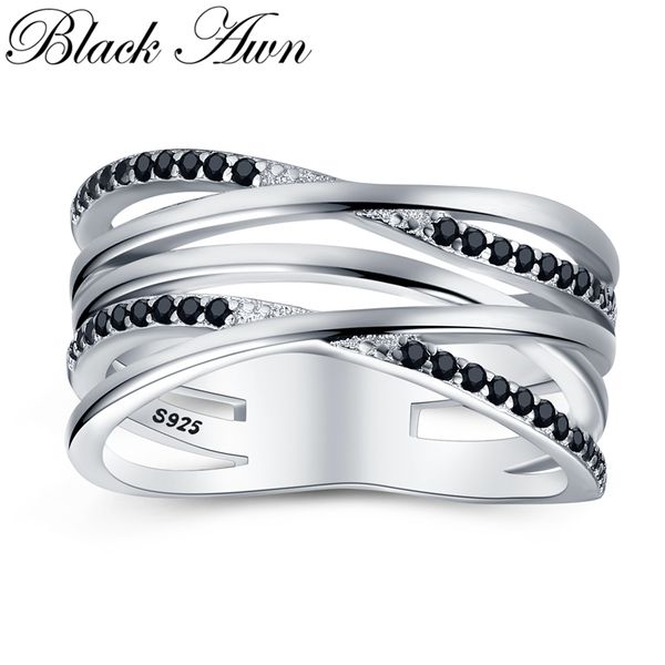 

black awn] vintage 925 sterling silver jewelry rings for women hollow luxury finger ring g063, Golden;silver