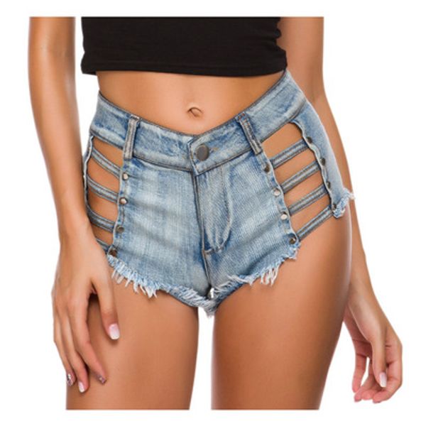 

hollow tassel low rise waist short high cut denim booty jeans shorts vintage cute micro mini short club wear, Blue