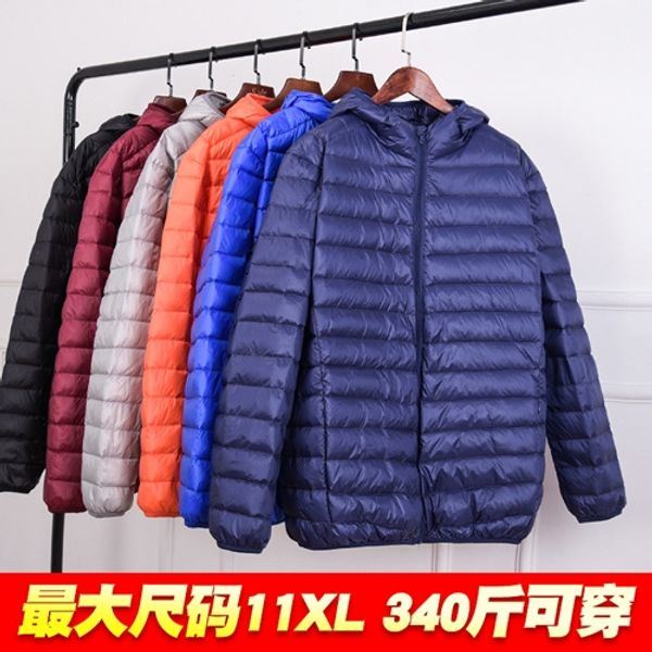 

супер супер большого размера свет с капюшоном мужчин плюс очень большие пальто на 200кг толстяка пуховиком пальто пуховика толстяка, Black