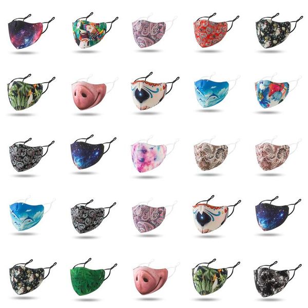 

triple white designer face mask reusable funny nose masks mascherine high fashion washable cloth black red starry sky dmmzz w