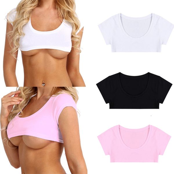 

tank summer women party tank cropped short sleeve cotton crop shirt, White