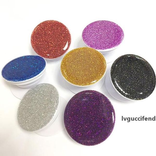 

2018 universal cell phone holder glitter holder with opp bag stand 360 degree round holder dhl free