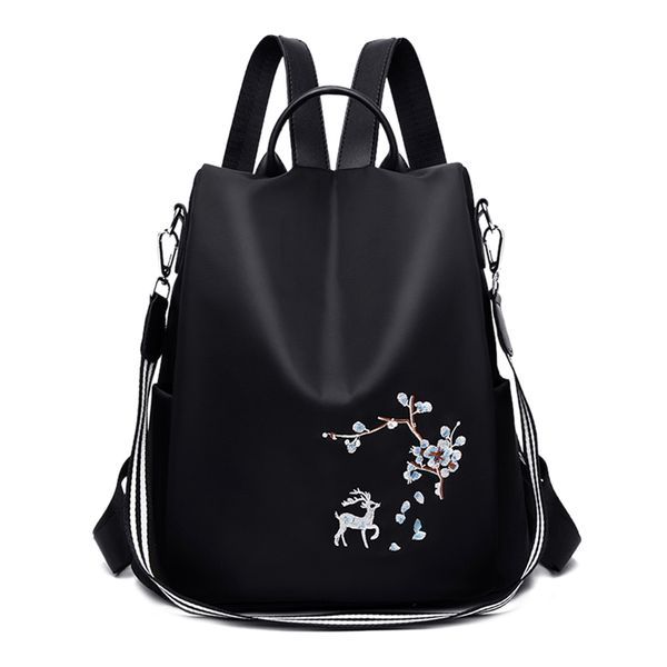 

oxford women new backpack embroidery print school shoulder bags anti-theft travel casual knapsack mochila teenager girls bag
