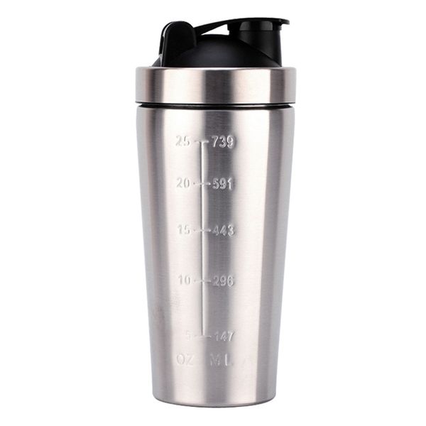 

protein sport fitness shaker bottle 25oz single layer 304 stainless steel shake cup fitness sport drinkware mixer