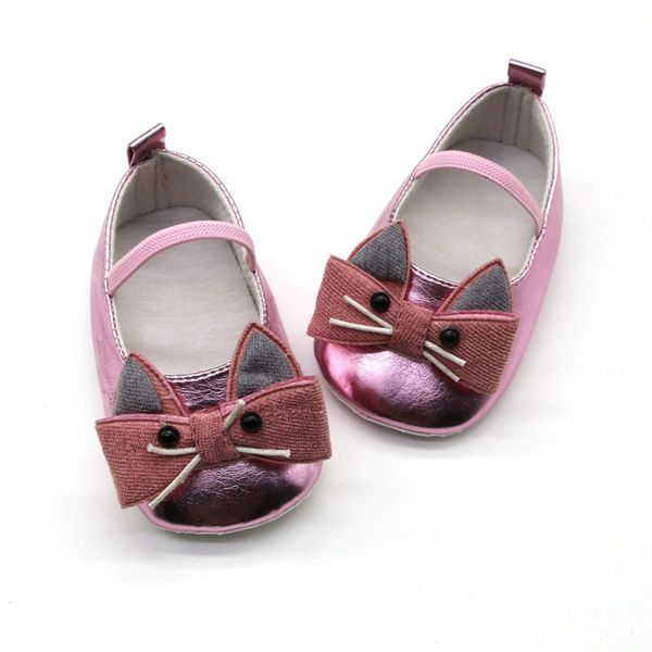 

cute baby girl cartoon cat pattern shallow mouth shoes casual breathable soft soled anti-slip shoes princess leather shoes