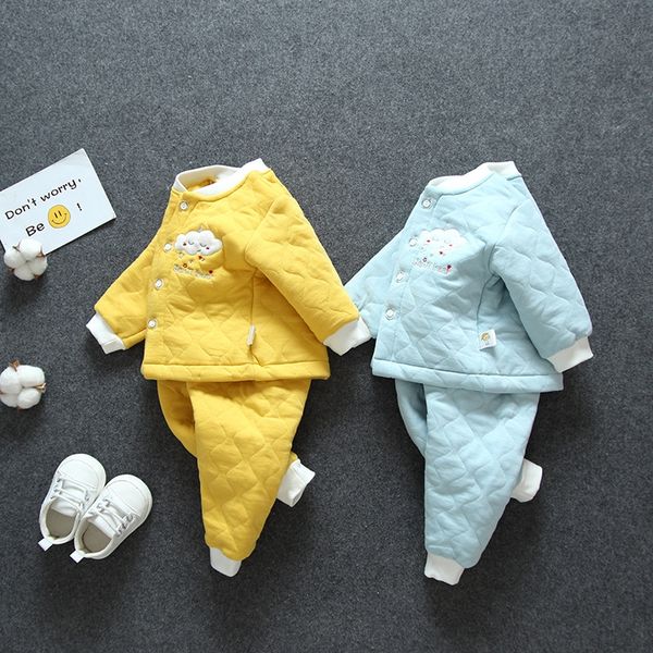 

baby's suit baby's pure cotton 0 three layers cotton clip suit clothes warm clothes 1 year old 2 women 3 men's pajamas warm u