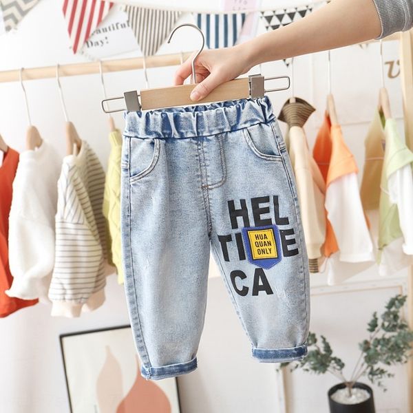 

children's autumn 2020 new western style male children's jeans and jeans loose straight pants 3 years old 4 baby autumn thin, Blue