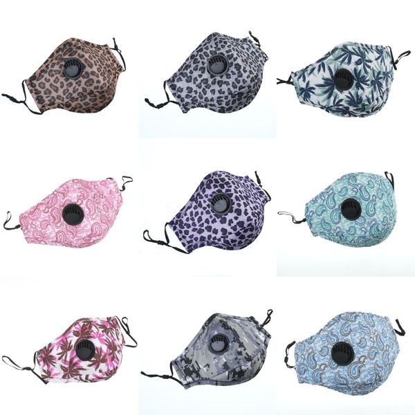 

designer printed face mask cotton mask breathable valve pm2.5 carbon mask with 2 filter-washable reusable face er f #673#191, Black