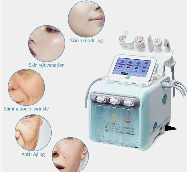 

6 in 1 dermabrasion h2-o2 aqua peel rf bio-lifting spa facial hydro water microdermabrasion facial machine cold hammer oxygen spray