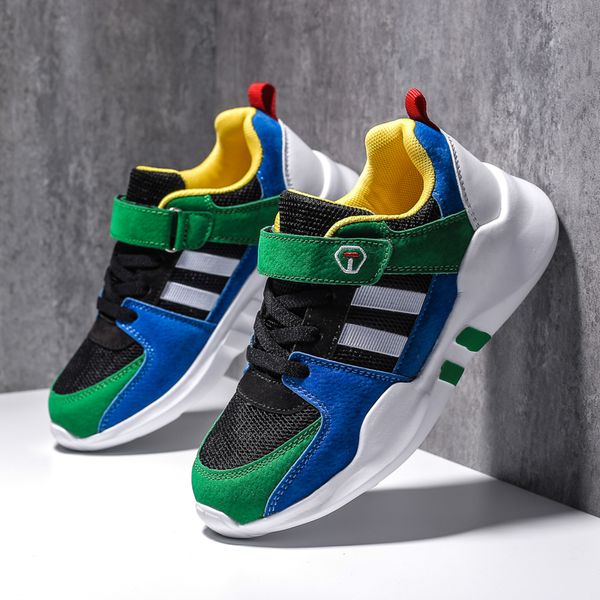 

breathable knit children shoes fashion magic post school casual kids shoes soft non-slip boys girls sneakers size 28-38, Black;red