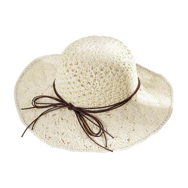 

casual bowknot decor seaside sun proof adjustable outdoor braid travel summer beach women straw hat uv protection wide brim, Blue;gray
