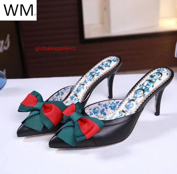 

ms остроконечные половина буксируемые высокие каблуки повседневный handmade walking теннис сандалии тапочки мулы слайды стринги, Black;green