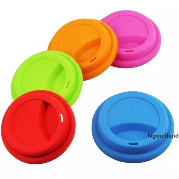 

100pcs/lot 9cm reusable silicone coffee milk cup mug lid cover bottle lids for other material cups lx4801