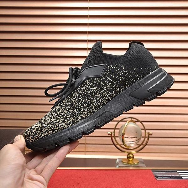 

comfortable prax 01 knit fabric sneakers mens shoes scarpe da uomo di lusso autumn and winter luxury fashion lace-up causal men shoes, Black