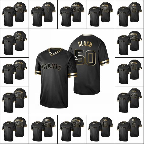 

san francisco giants men #28 buster posey 12 joe panik 9 brandon belt 50 ty blach women youth black golden custom jersey
