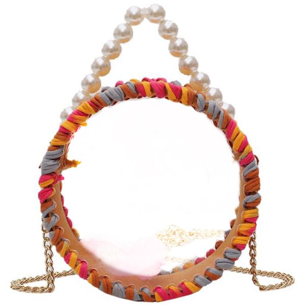 

women's crossbody fashion handmade woven bag woven shoulder bag pvc transparent round crossbody