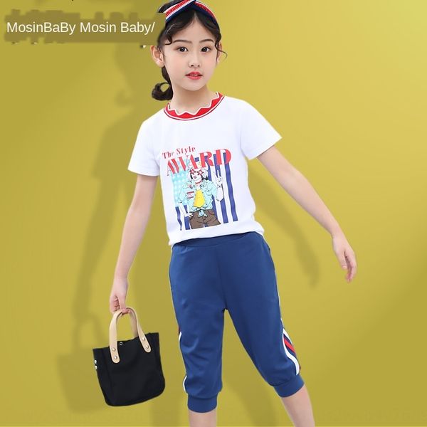 

vpppe girls' medium and large girls zhongda children's sports wave collar girls' two-piece girls' medium and large girls