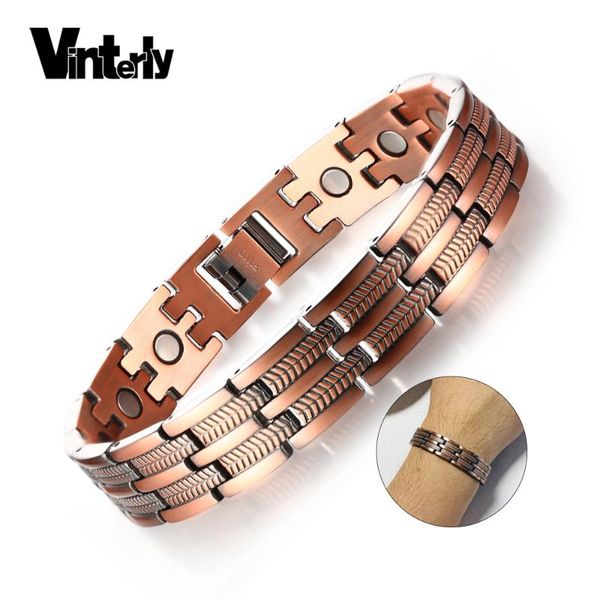 

vinterly wheat magnetic bracelet copper vintage energy wrist band magnetic bracelet men hologram copper &bangles women, Black