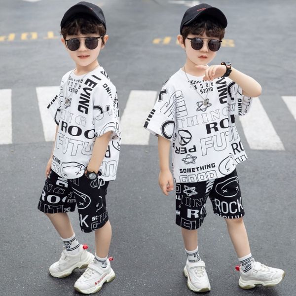 

ob5dq boy's suits for boys girls and girls suit 2020 new medium and large children's western style short sleeve two-piece set boy