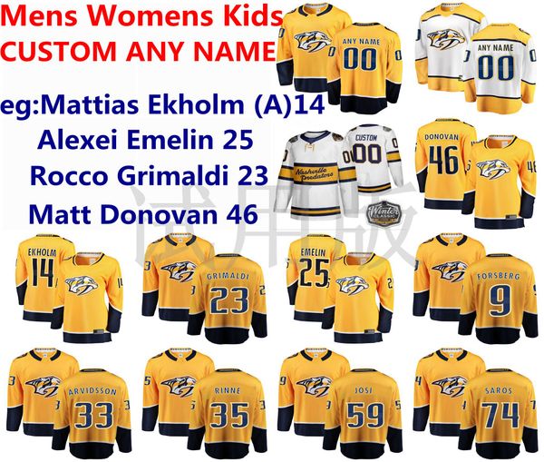 

nashville predators jersey mattias ekholm jersey alexei emelin matt donovan rocco grimaldi men gold white hockey jerseys custom stitched, Black;red