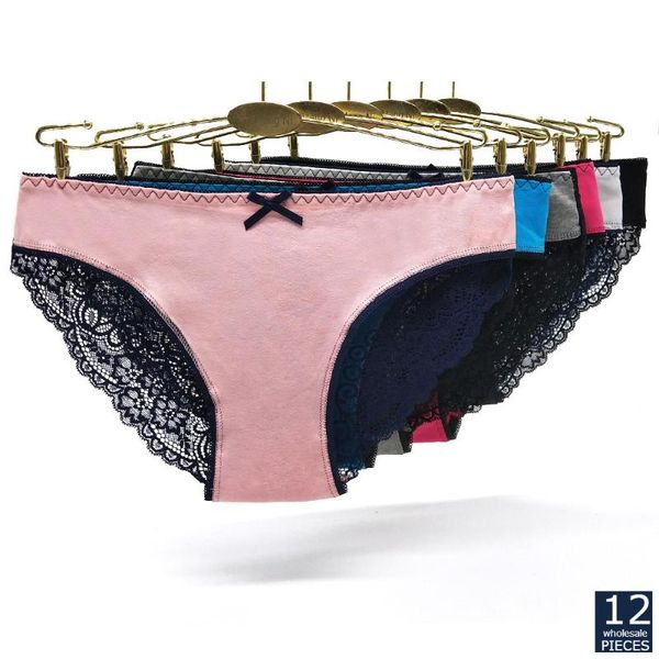 

manufacturers wholesale 1-12 pcs/lot explosion models women's thread in the waist underwear breathable briefs cotton 89403, Black;pink