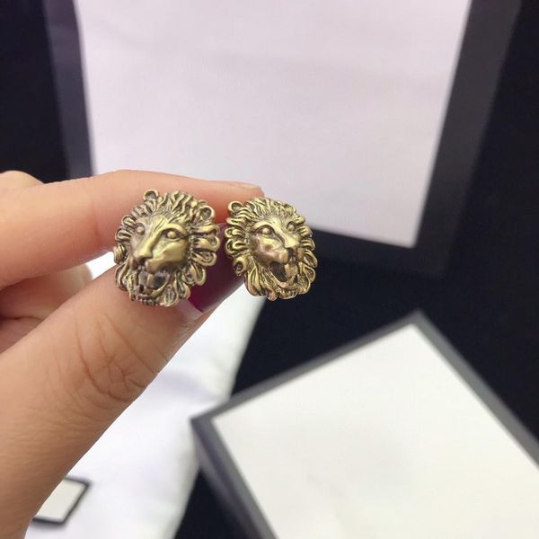

новая голова льва ретро дикий дизайнер серьги роскошь дизайнер ювелирных женщин серьги, Golden